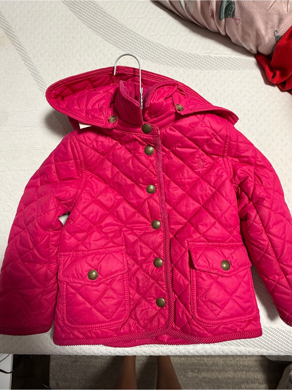 Polo by Ralph Lauren Bright Pink Quilted Hooded Puffer Jacket